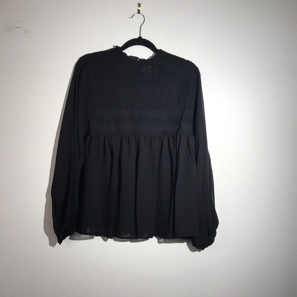 Band of Gypsies Semi Sheer Babydoll Blouse Small NWT